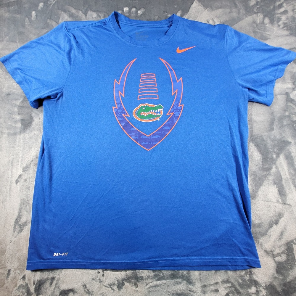 Nike Florida Gators Mens XL Blue Dri-FIT Athletic‎ Cut Football Graphic T-Shirt